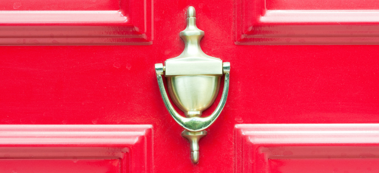 Red Door with Gold Handle for Budget