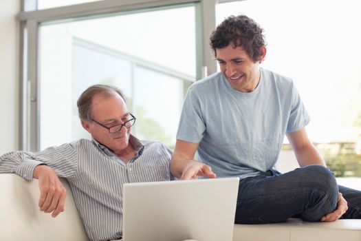 Dad and son at home