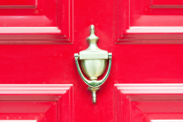 Red Door with Gold Handle for Budget